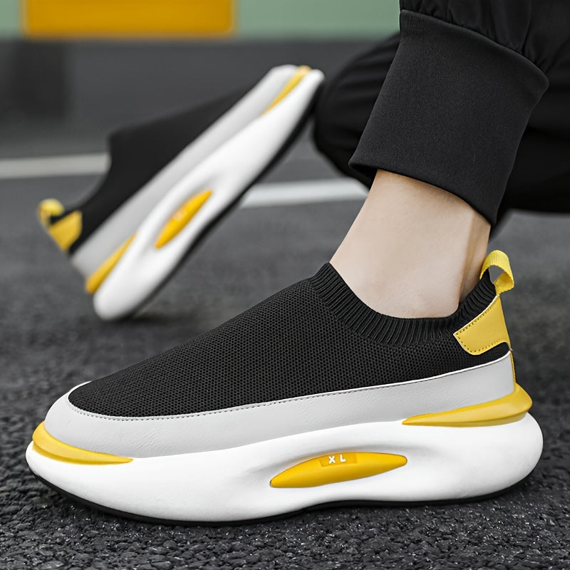 Men's Slip-On Casual Shoes with Shock Absorption Platform for Outdoor Walking