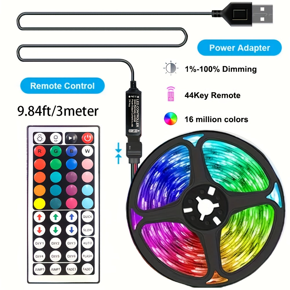 Wireless RGB LED Strip Light Dimmable Remote Control Decoration for Living Rooms