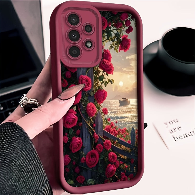 Fashionable Sail Rose TPU Phone Case for Samsung Galaxy Models Anti-Dust Durable