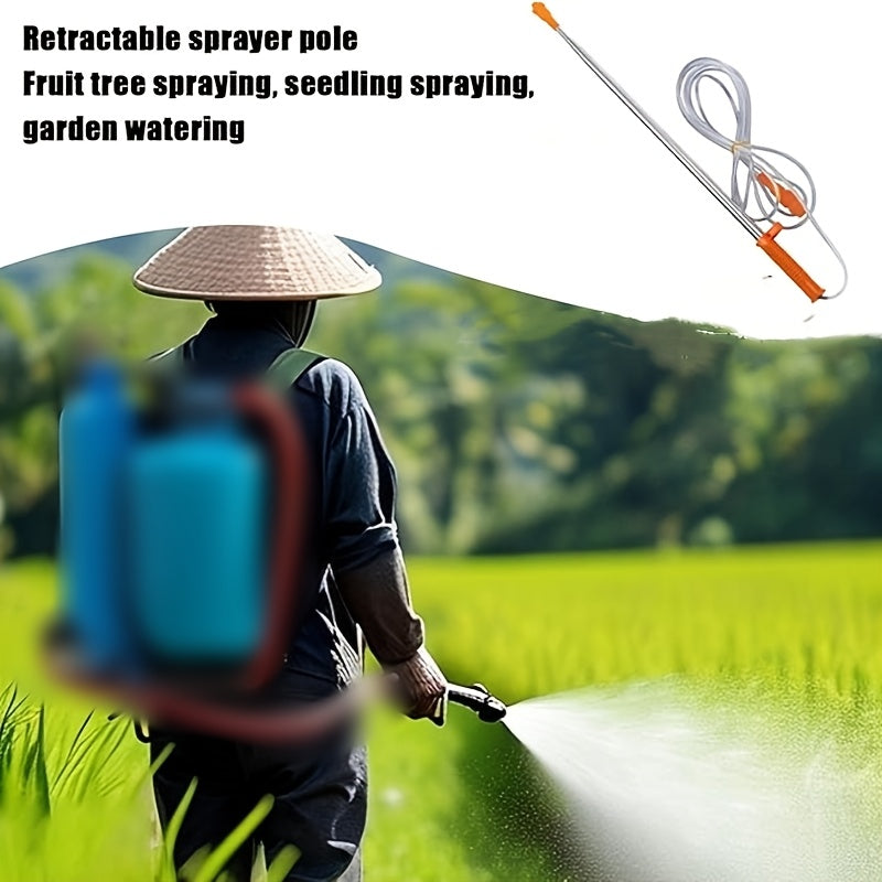 2 телескопические штанги с 3,3 м нержавеющим шланговым распылителем для высоконапорного распыления при поливе, покраске и сельском хозяйстве.