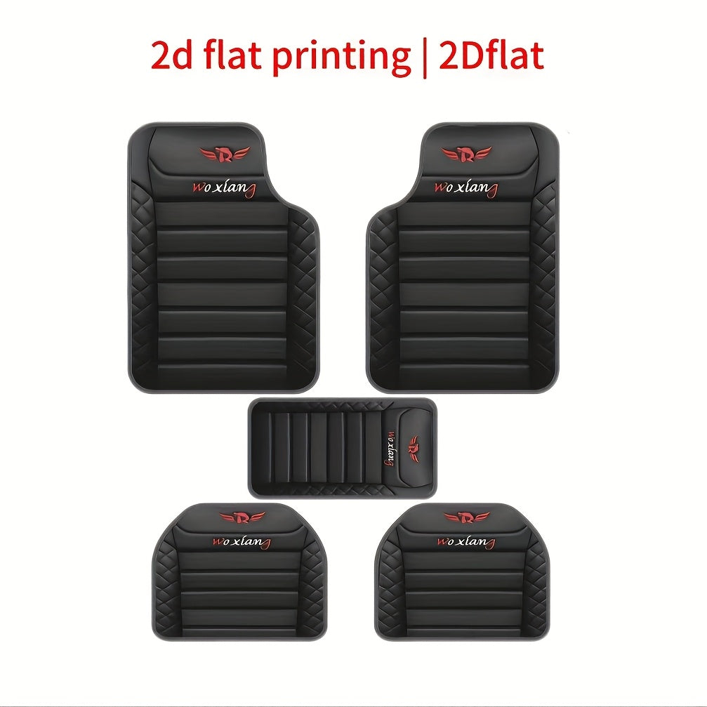 Universal Car Floor Mats 5pcs Polyester Stylish Protective Auto Liners