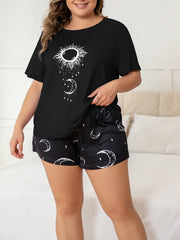 Plus Size Women's Cotton Lounge Set Starry Sky Print Comfortable Sleepwear