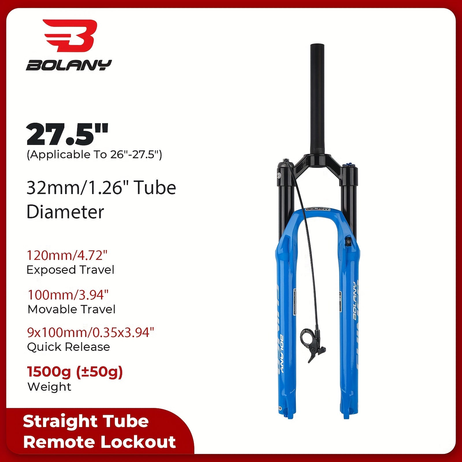 Mountain Bike Air Suspension Fork 120mm Travel Aluminum Alloy Black Universal Fit