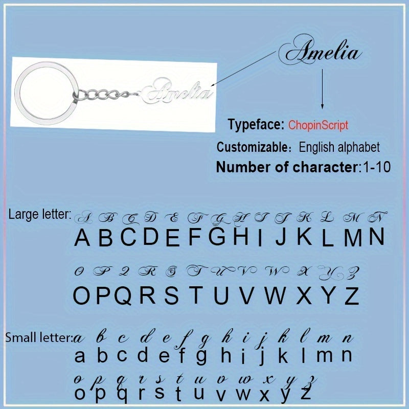 Personalized Stainless Steel Keychain with Custom Name for Mother's Day Gift