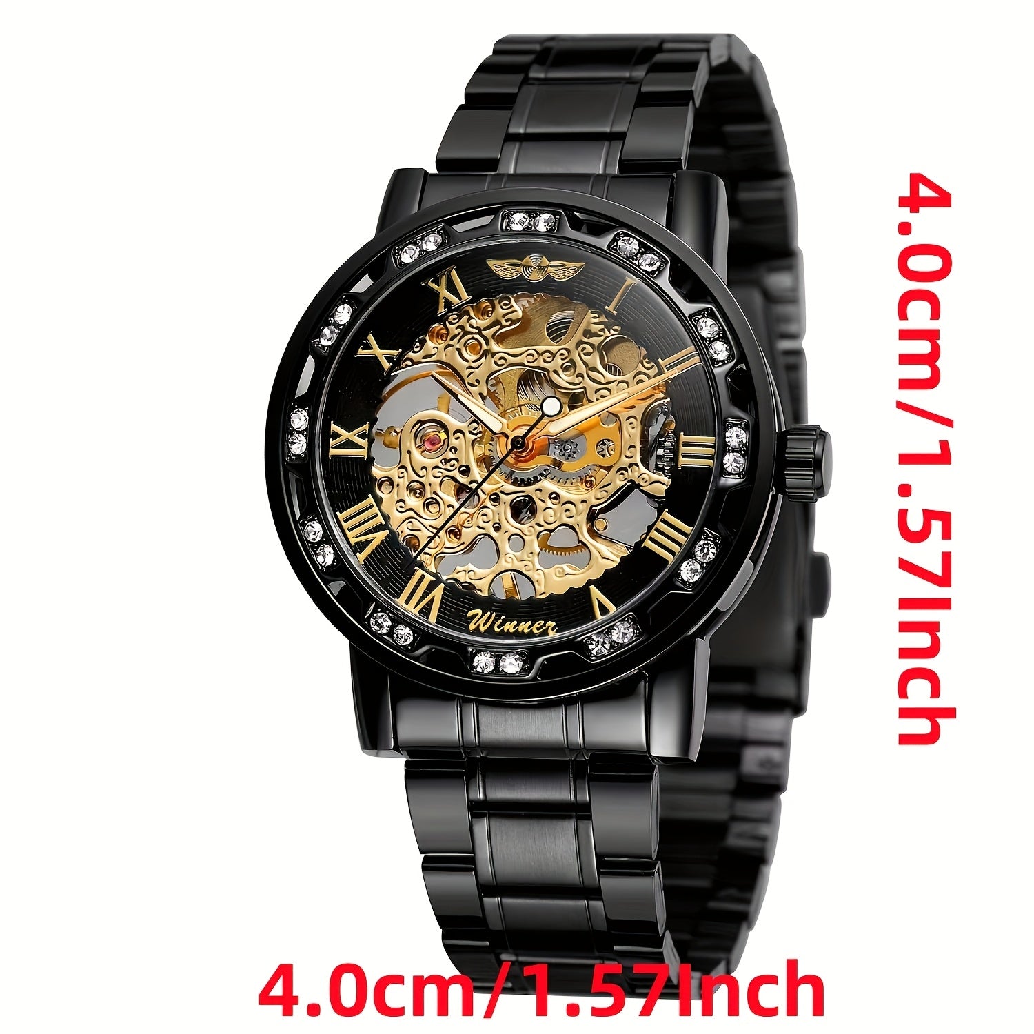 Men's Mechanical Watch Luxury Business Hollow Dial Alloy Strap Waterproof 30m