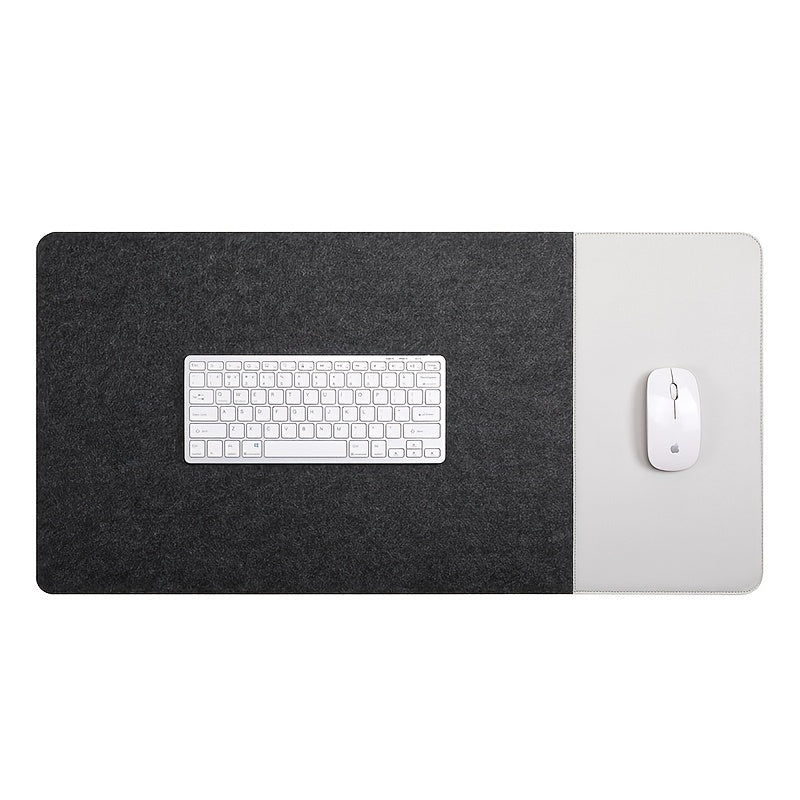 Large Gaming Mouse Pad with Anti-Slip Felt Faux Leather Wrist Support for E-Sports Office Use