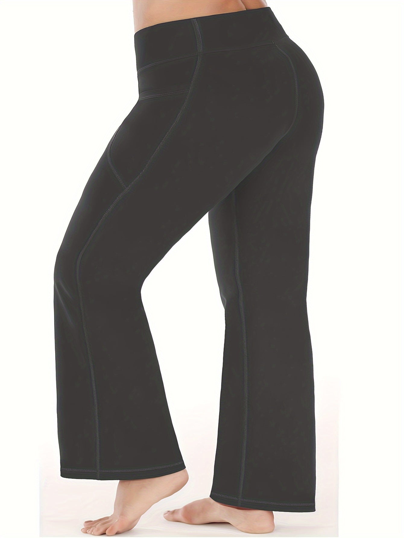 Women's Plus Size Wide Leg Pants High Waist Sports Pants with Pockets