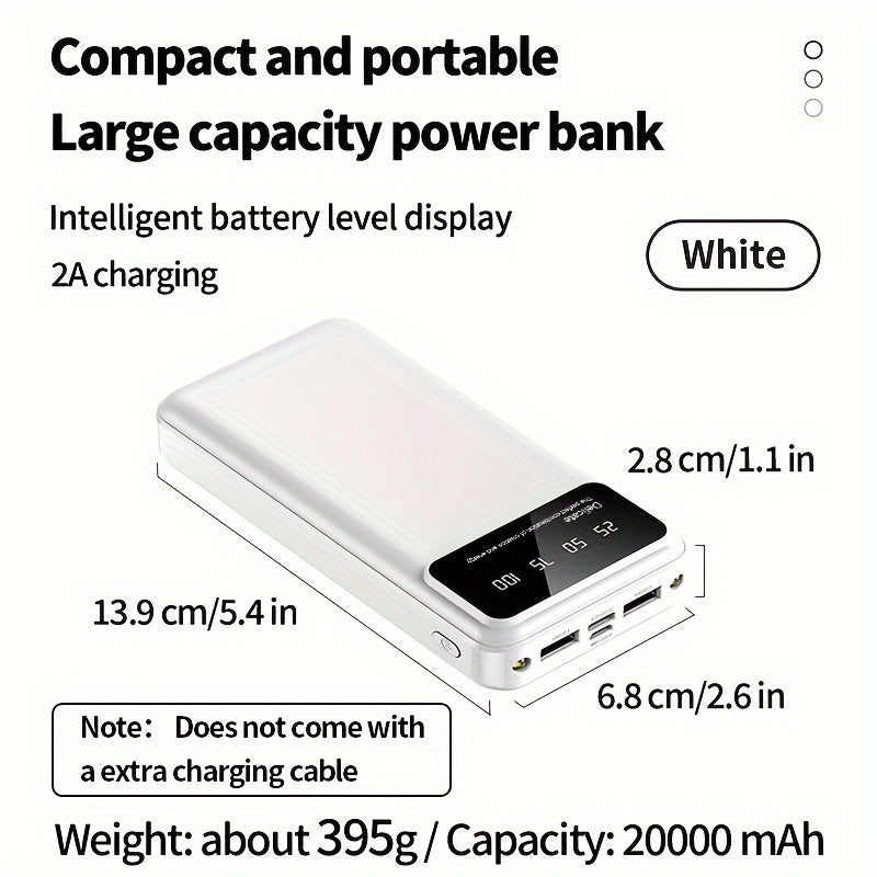 Портативный аккумулятор емкостью 20000mAh/10000mAh с LED-дисплеем, легкий и компактный. Совместим с устройствами iPhone/Android. Идеален для экстренных ситуаций.