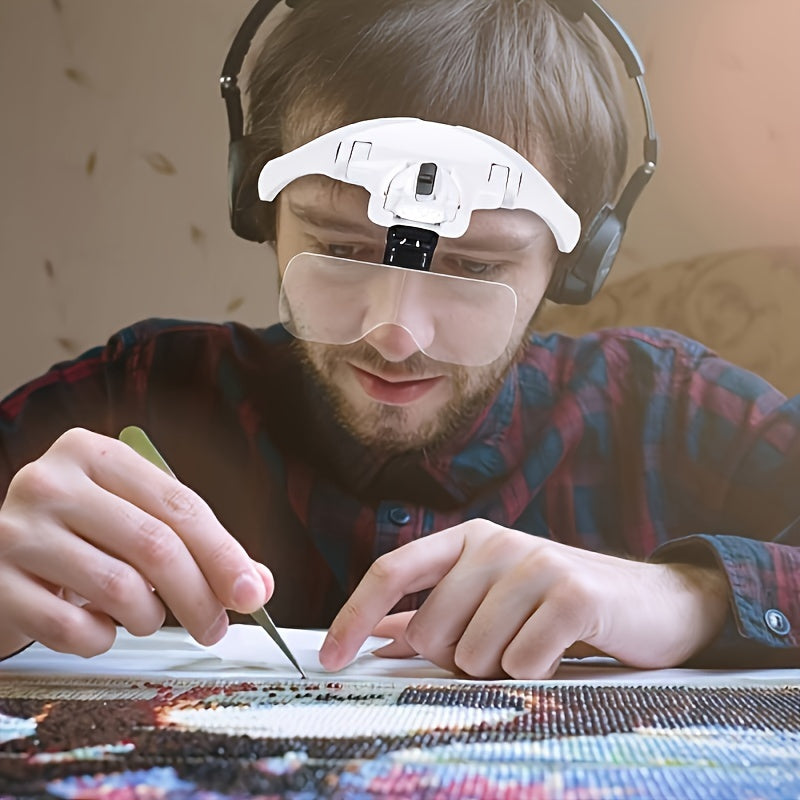 CIICII Boshni kattalashtiruvchi - 5 ta almashtiriladigan zoom darajalari (1.0X-3.5X) bilan LED kattalashtiruvchi shisha, ABS material, batareya bilan ishlaydi, yaqin ishlar, o'qish, zargarlikni tekshirish va sanoat uchun.