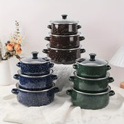 Enamel Soup Pot Stew Set 3 Pieces 16/18/20 Sizes Refrigerator Storage