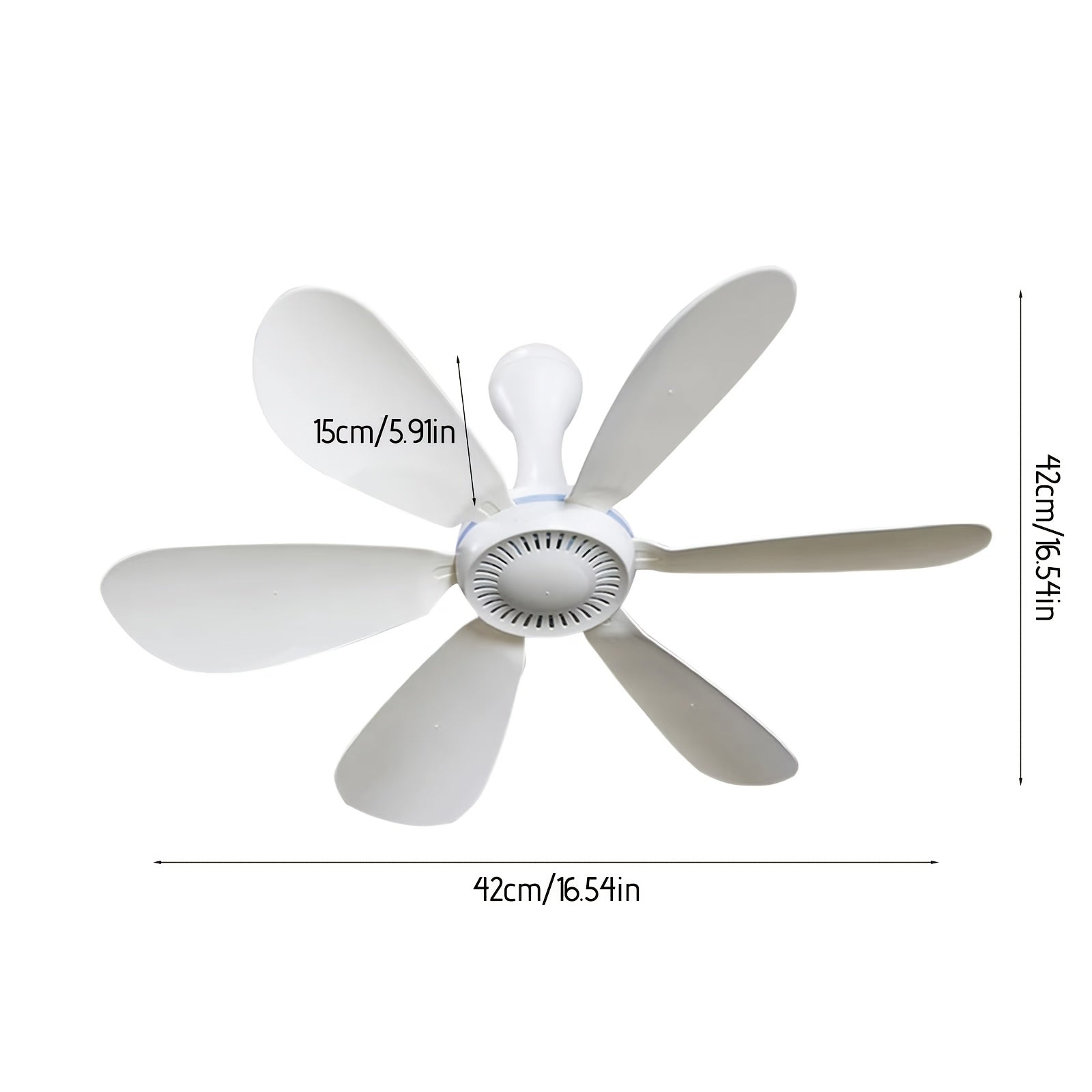 USB Ceiling Fan for Camping Dorms Tents Silent Portable 6-Leaf