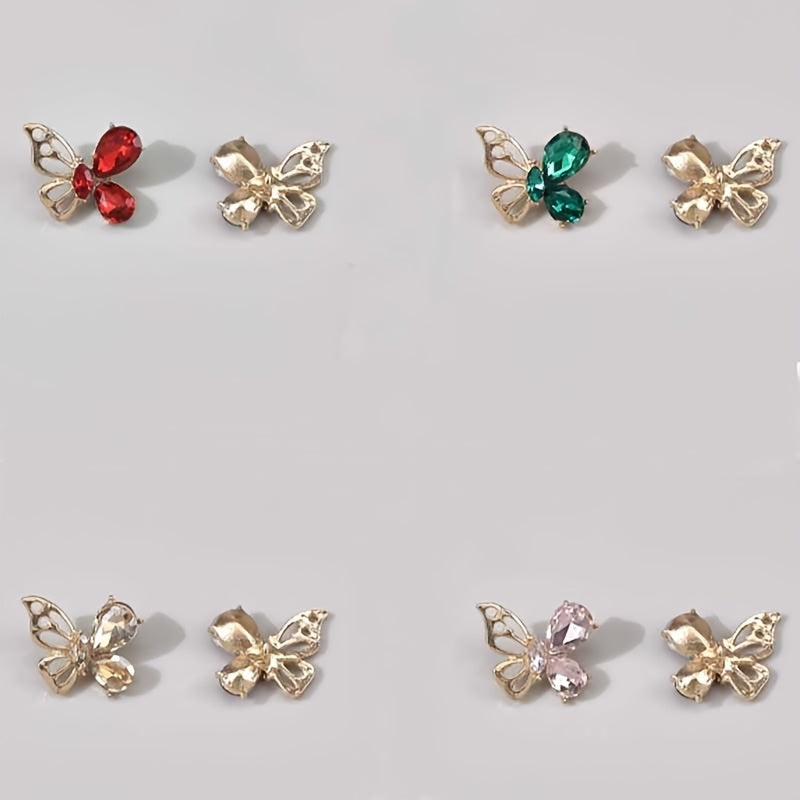 Set of 7 Multicolor Crystal Butterfly Buttons for Women's Coats Sweaters Cardigans