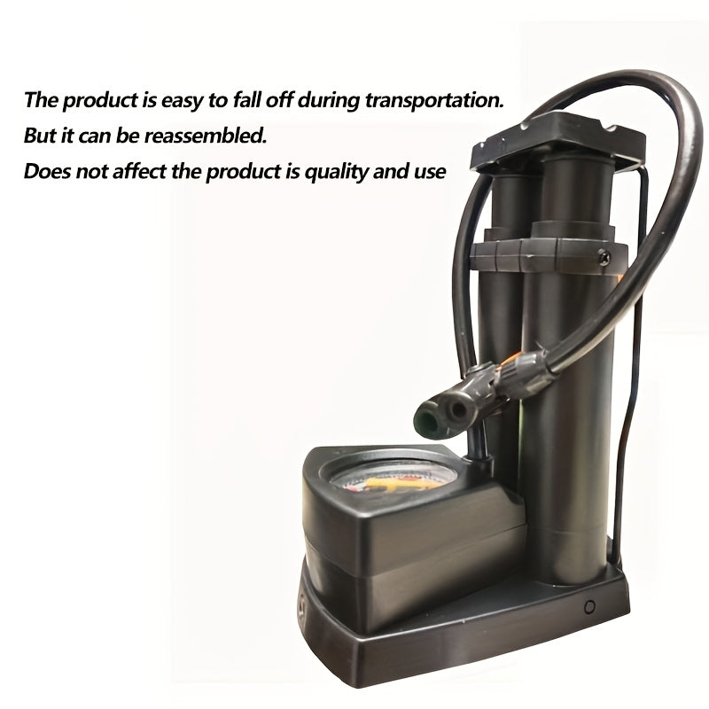 Bomba de aire portátil de alta presión negra con manómetro para coches, bicicletas y motocicletas