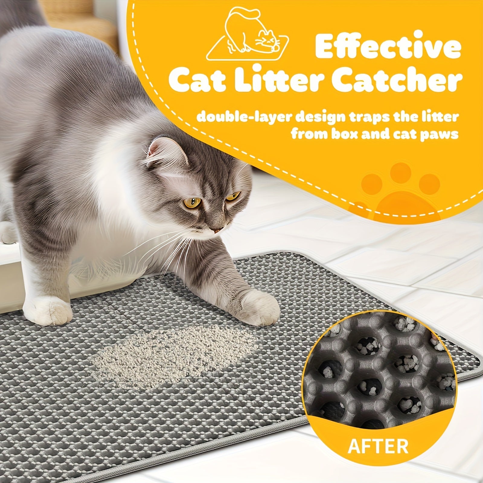 Double Layer EVA Honeycomb Cat Litter Mat Waterproof Non Slip Easy Clean