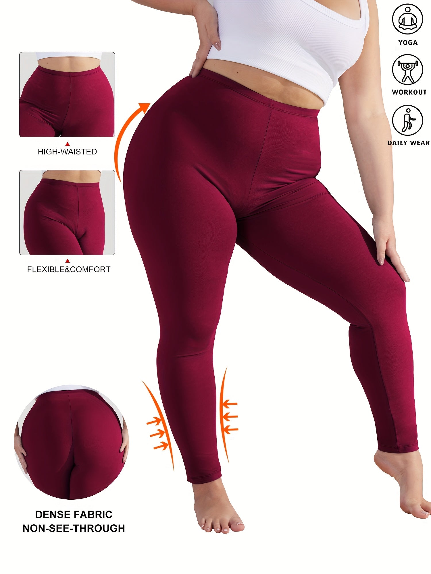 Plus Size Women's High Waist Stretch Yoga Leggings Tummy Control Tights