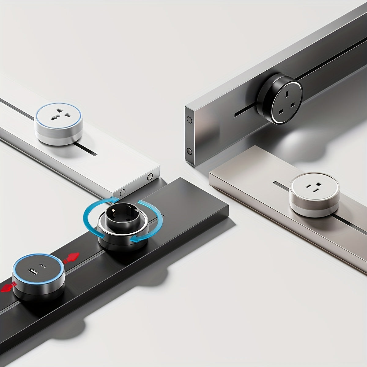 European Standard Rotating Wall Power Socket with USB Type C 220-240V Surface Mount