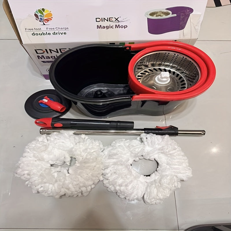 Dual-Drive Spin Mop and Bucket Set for Wet and Dry Floor Cleaning