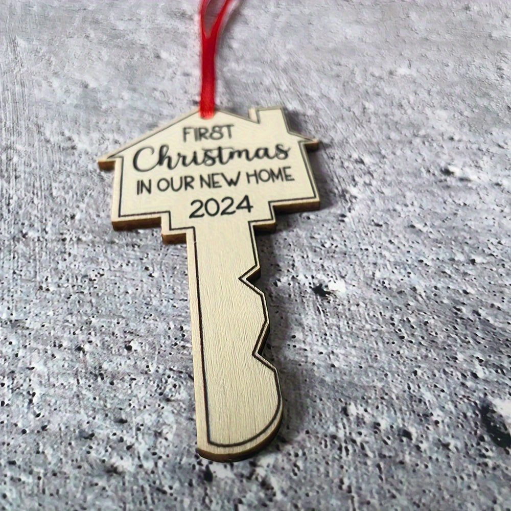 Adorno de Navidad de madera 2024 para la primera decoración del hogar, árbol festivo o coche