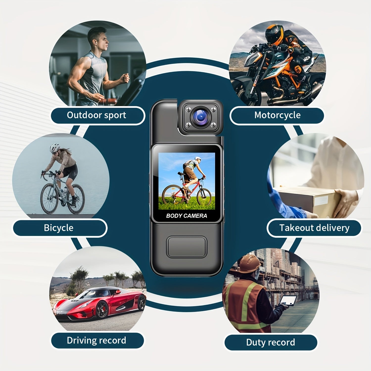 HD Body Camera with 180° Rotating Lens USB Rechargeable SD Card Compatible for Travel Sports Security