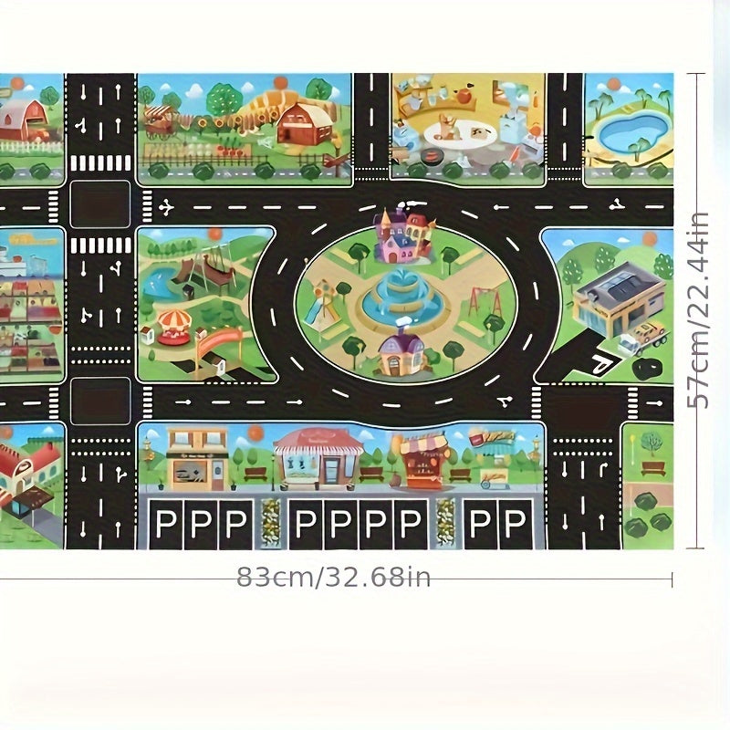 Large Kids Play Mat with Parking Scene Maps Waterproof Play Mat for Ages 3+ in Mixed Color
