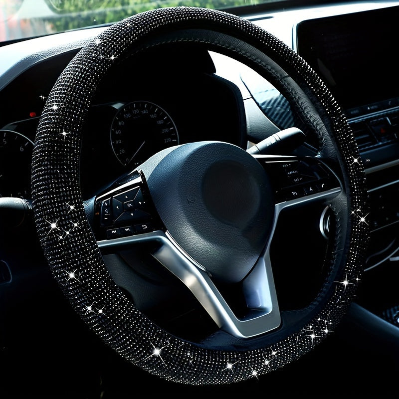 Bling Car Steering Wheel Cover Stretch Spandex Ko'pchilik transport vositalariga mos keladi, ichki halqa yo'q