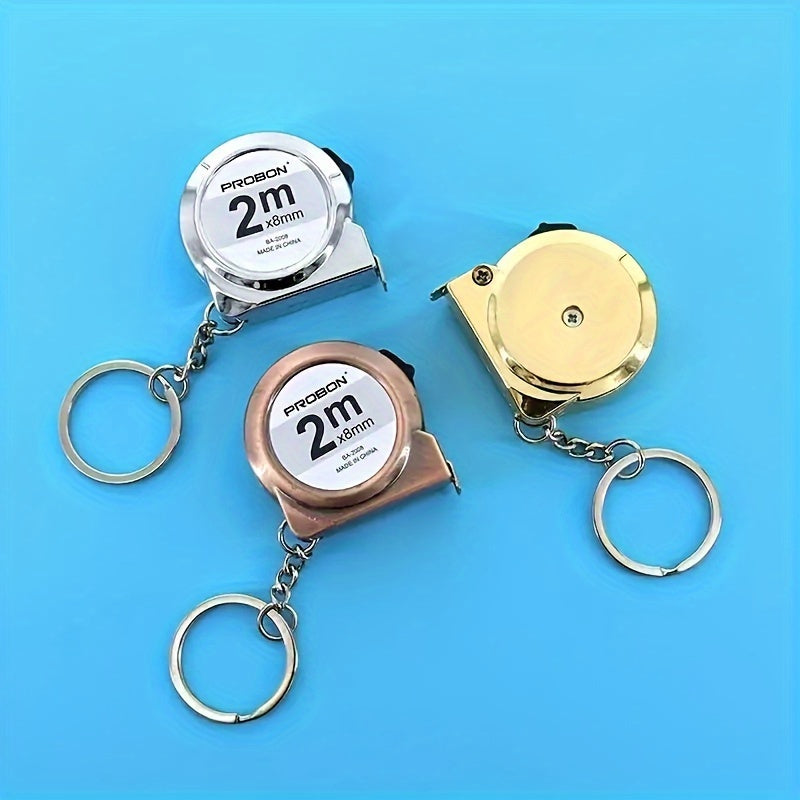 Steel Keychain Tape Measure 2 Meters Compact Portable Car Accessory