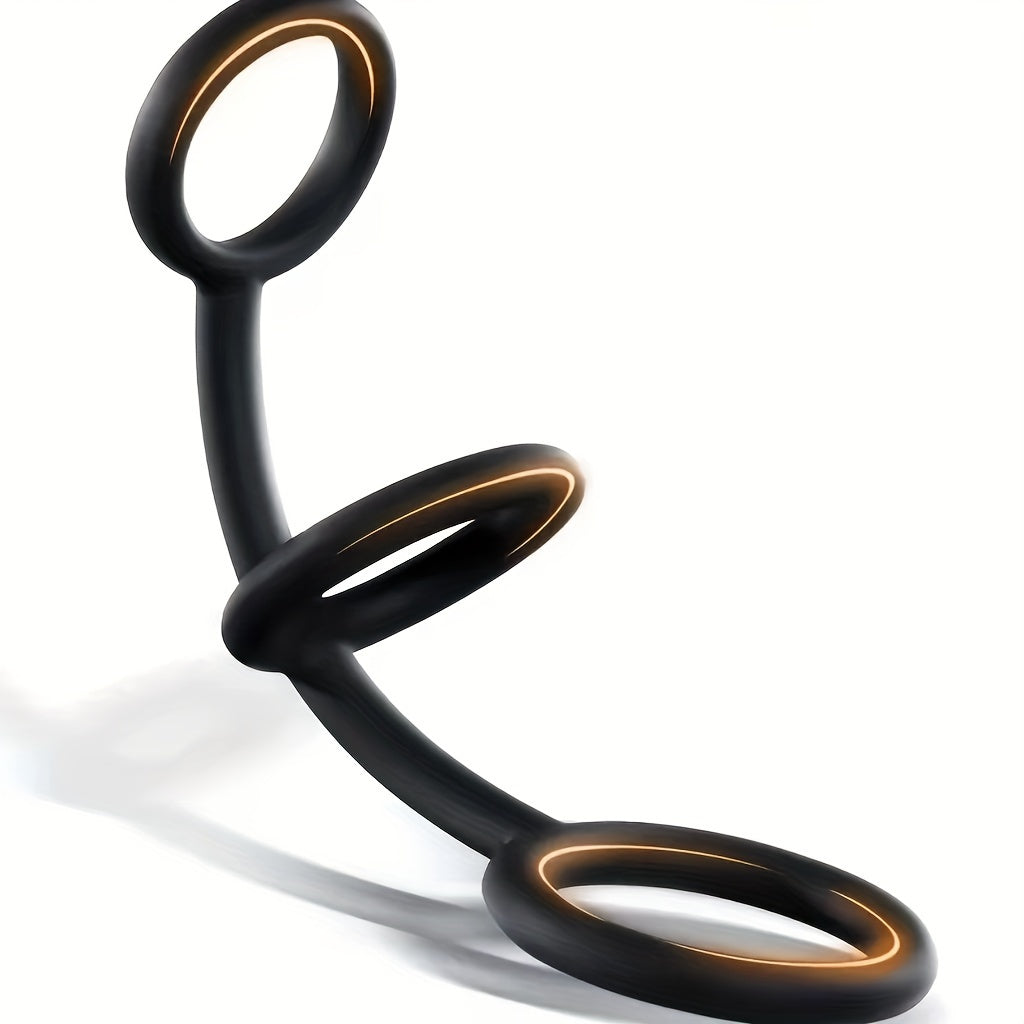 Men Silikon Penis Halqasi 3-in-1 Cho'ziladigan Chidamlilik Uzoq davom etadigan Sekssiz O'lchamlar