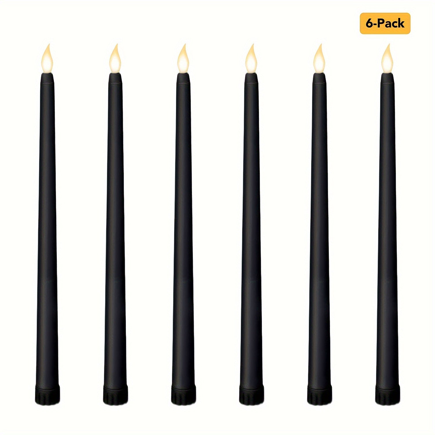 6-Pack Flickering LED Taper Candles Indoor Battery Operated Plastic Jars