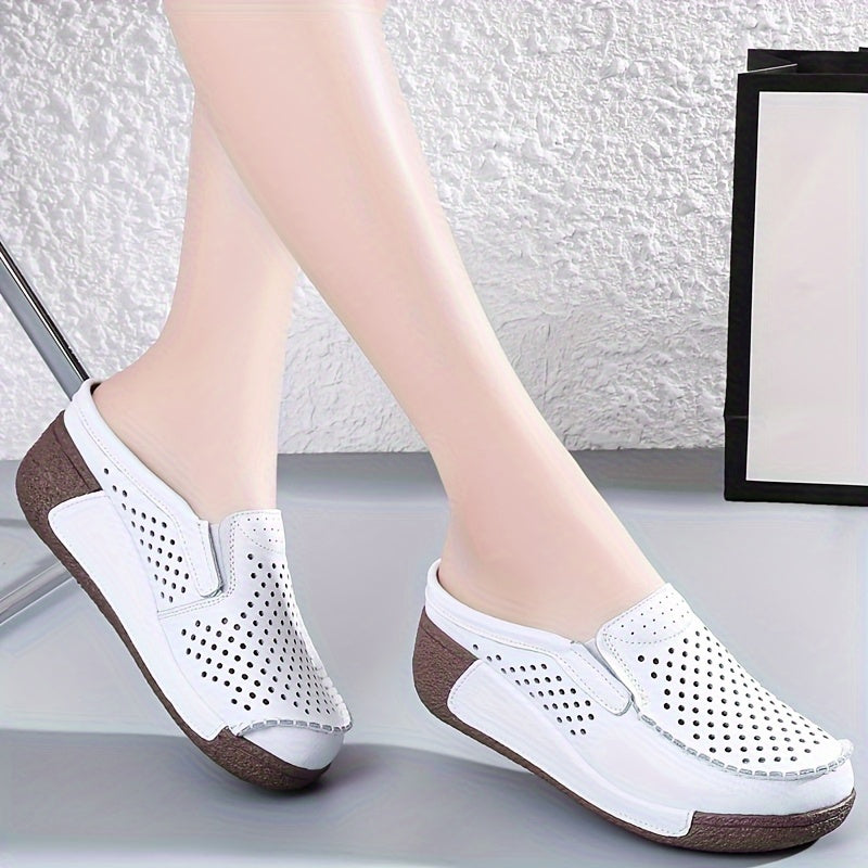 Women's Mesh Clogs Platform Slip-On Shoes Breathable Solid Color