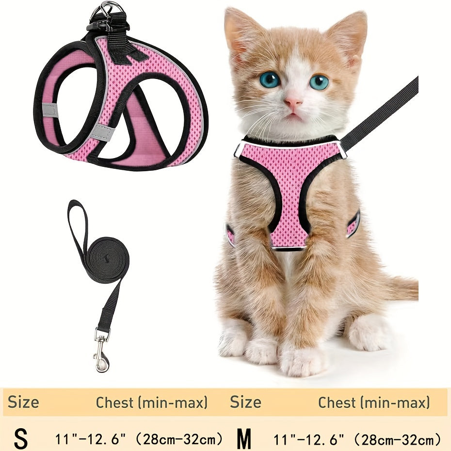 Escape-Proof Cat Harness and Leash Set Reflective Mesh for Outdoor Safety