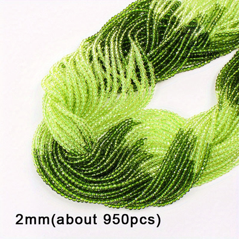 950 Pieces 2mm Faceted Glass Beads Gradient Colors for Jewelry Making and DIY Crafts