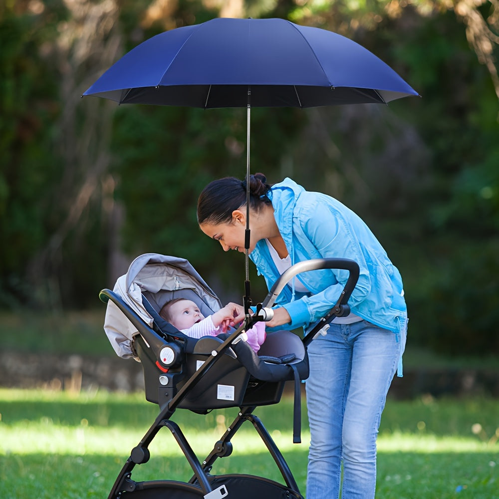 Portable Umbrella with Clamp 360-Degree Swivel Adjustable Height Alloy Steel Frame Blue