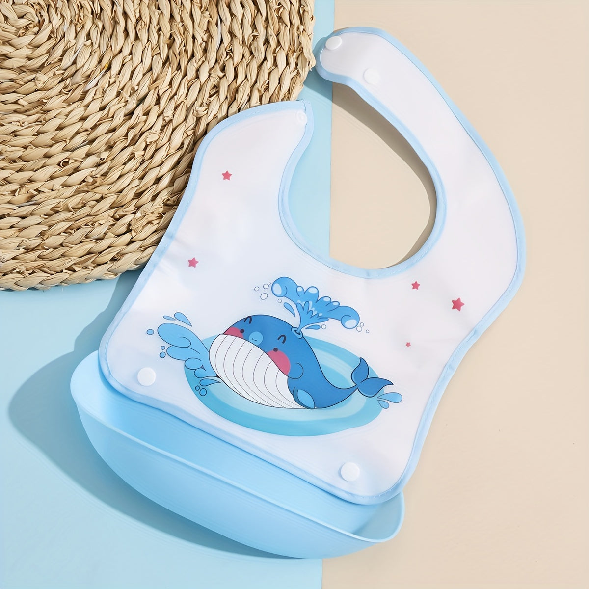Kids Waterproof Cartoon Bib with Snap Closure, Detachable, Washable