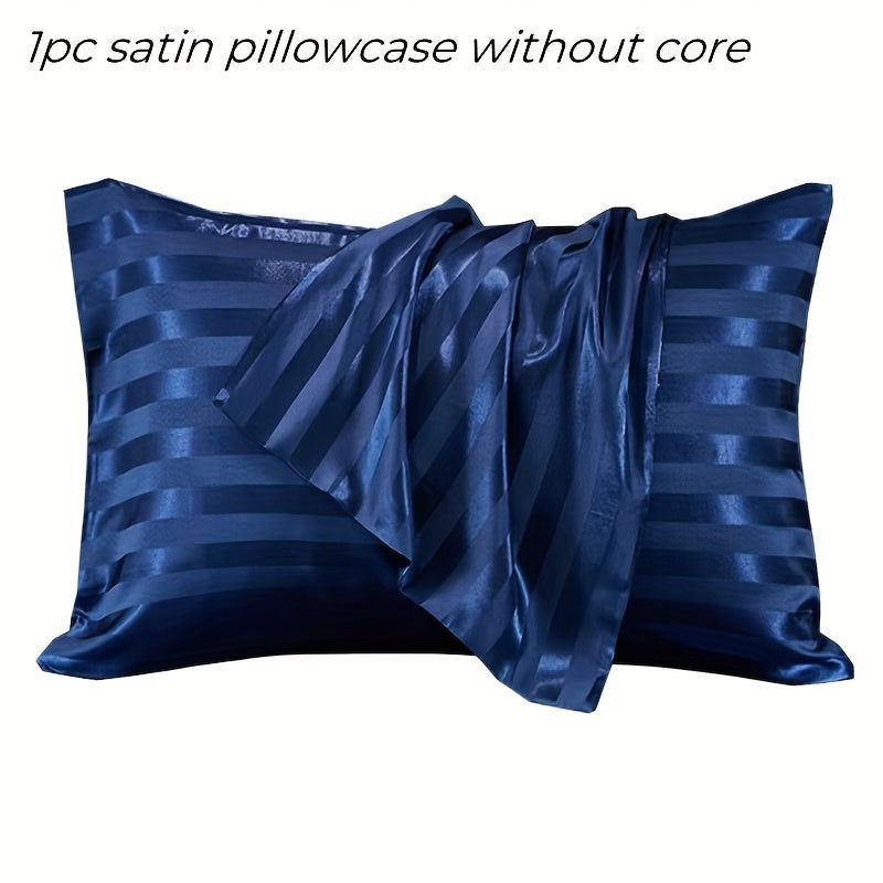 Striped Satin Pillowcase with Envelope Closure, Easy to Clean, Bedroom Decor