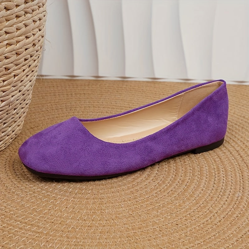 Zapatos planos de punta cuadrada para mujer, transpirables y sin cordones, comodidad para todas las estaciones