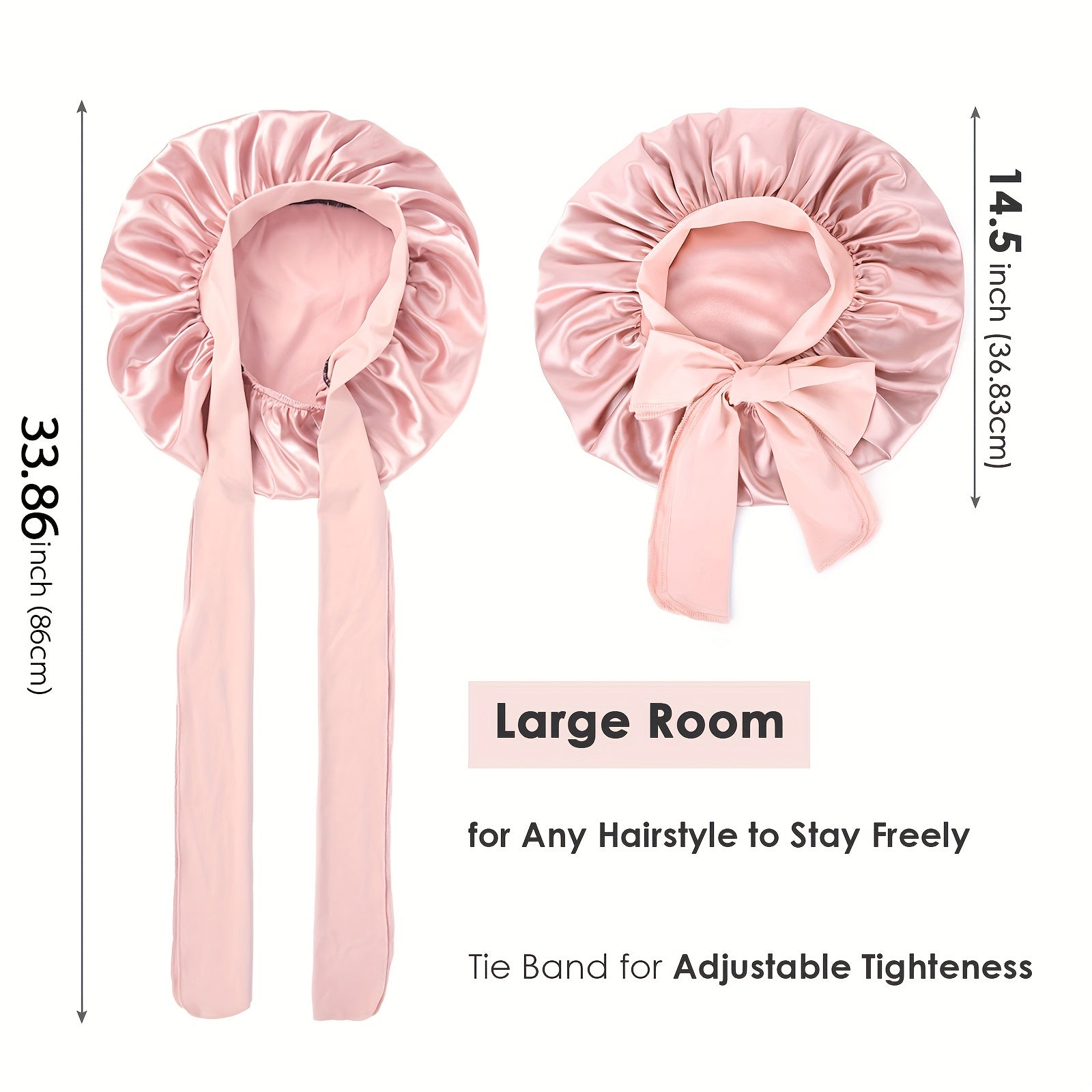 Silk Sleep Cap Satin Bonnet Adjustable Headwear with Tie Band for Women Men
