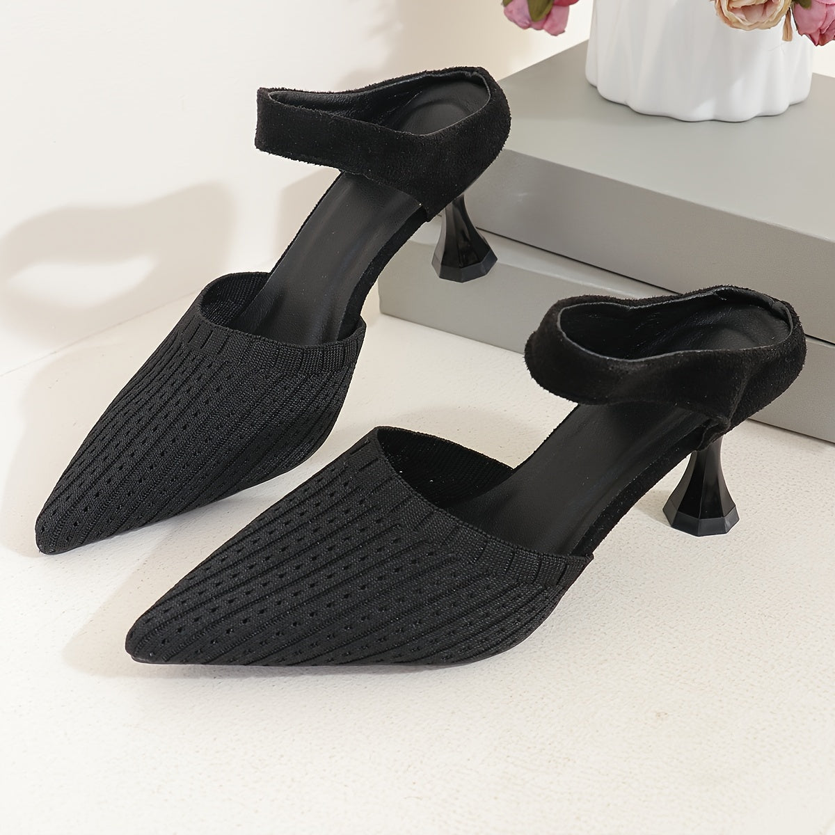 Women's Solid Color Knit Stiletto Heels Point Toe Dress Pumps