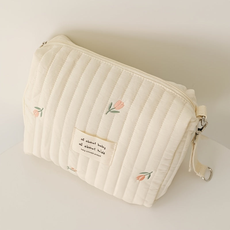 Diaper Bag with Zipper and Embroidered Organizer Reusable Wet Dry Stroller-Friendly