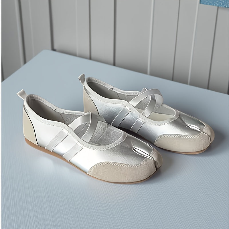 Women's Red and White Strappy Mary Jane Flats with Bow Embellishment