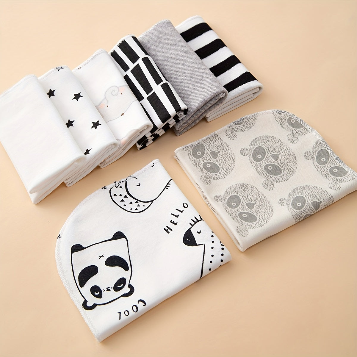 Set of 8 Soft Cotton Baby Bibs for Home Feeding Non Waterproof Multicolor