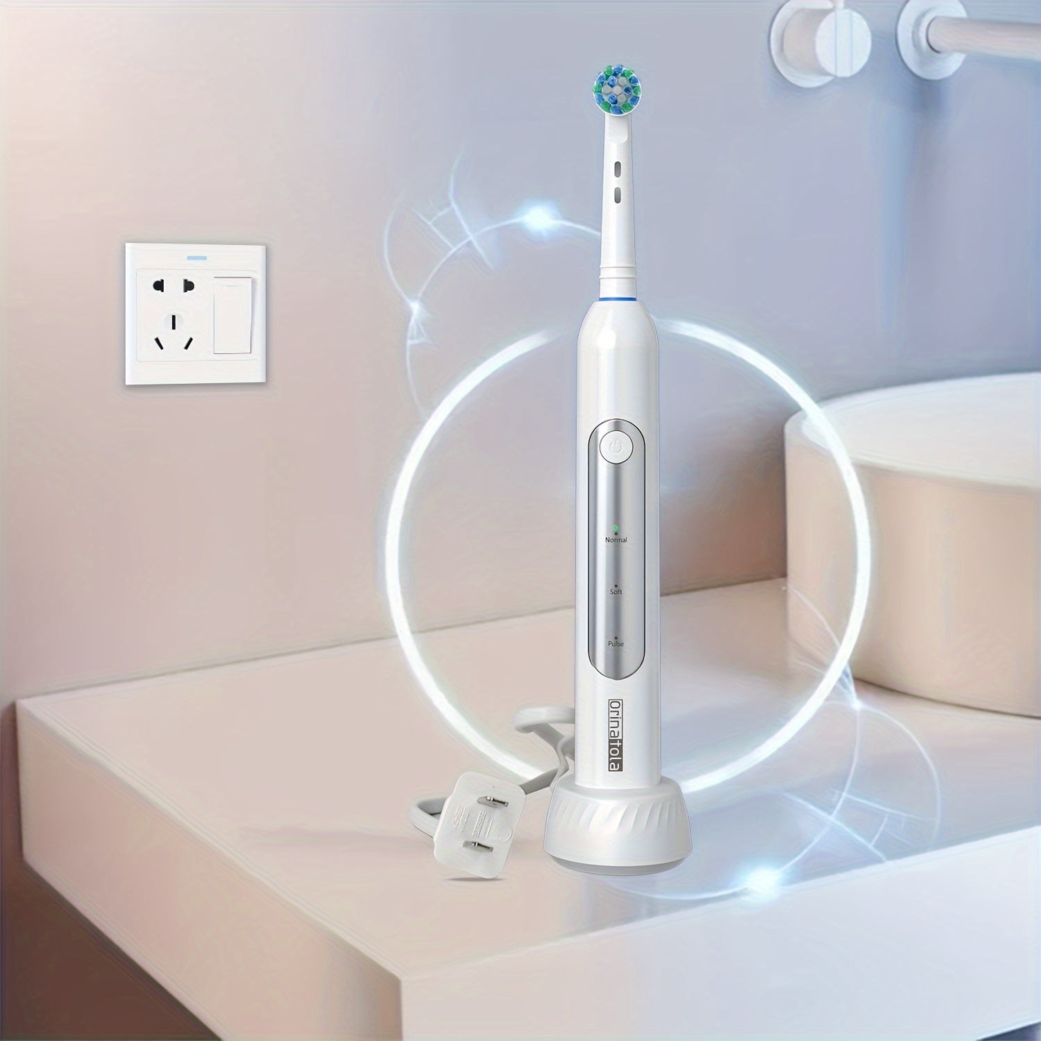 Electric Toothbrush with 3 Rotating Cleaning Modes, Travel Case, 2 Replacement Heads, Induction Charging