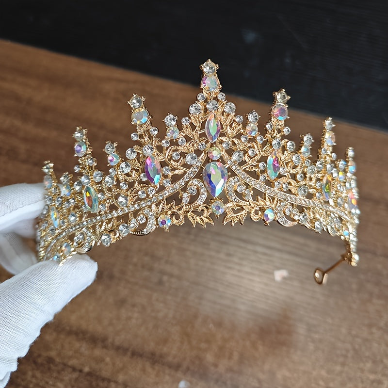 Diadema nupcial con cristales, corona oversized para bodas y eventos
