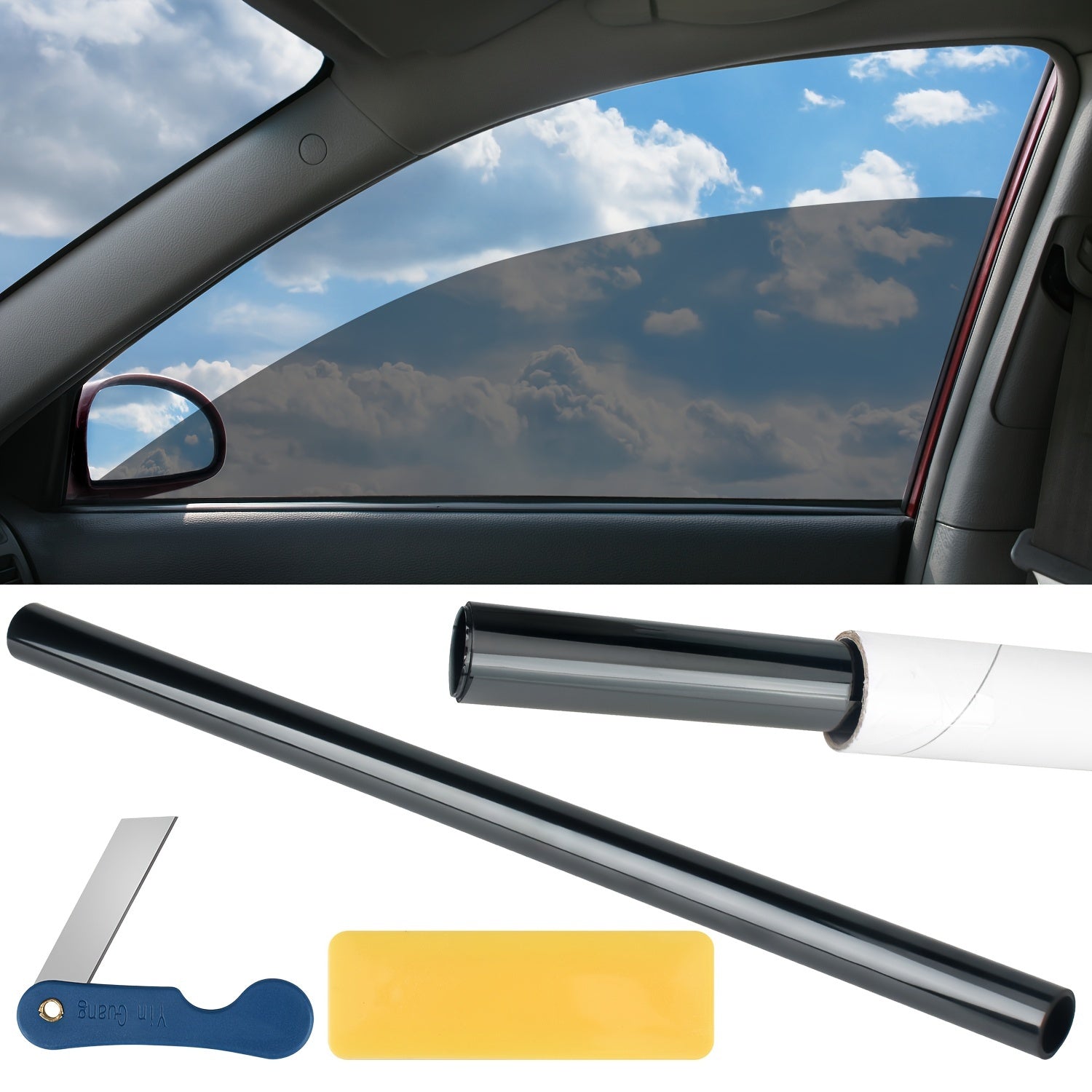 Avtomobil oynasi quyosh filtri Anti-UV yashil manzara stiker 50.8x299.72cm