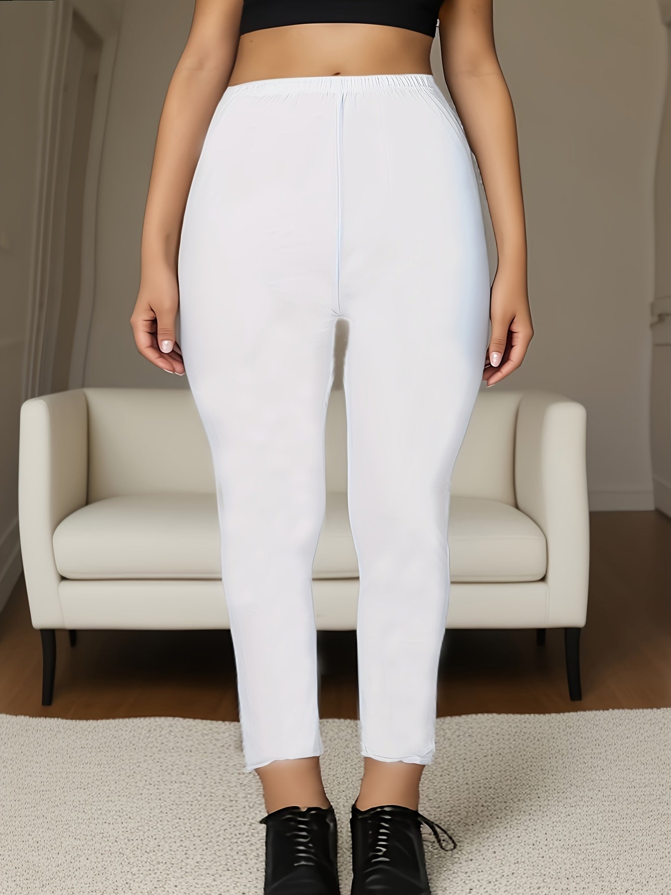 Plus Size Women's Skinny Leggings High Waist Stretchy Casual Spring Summer