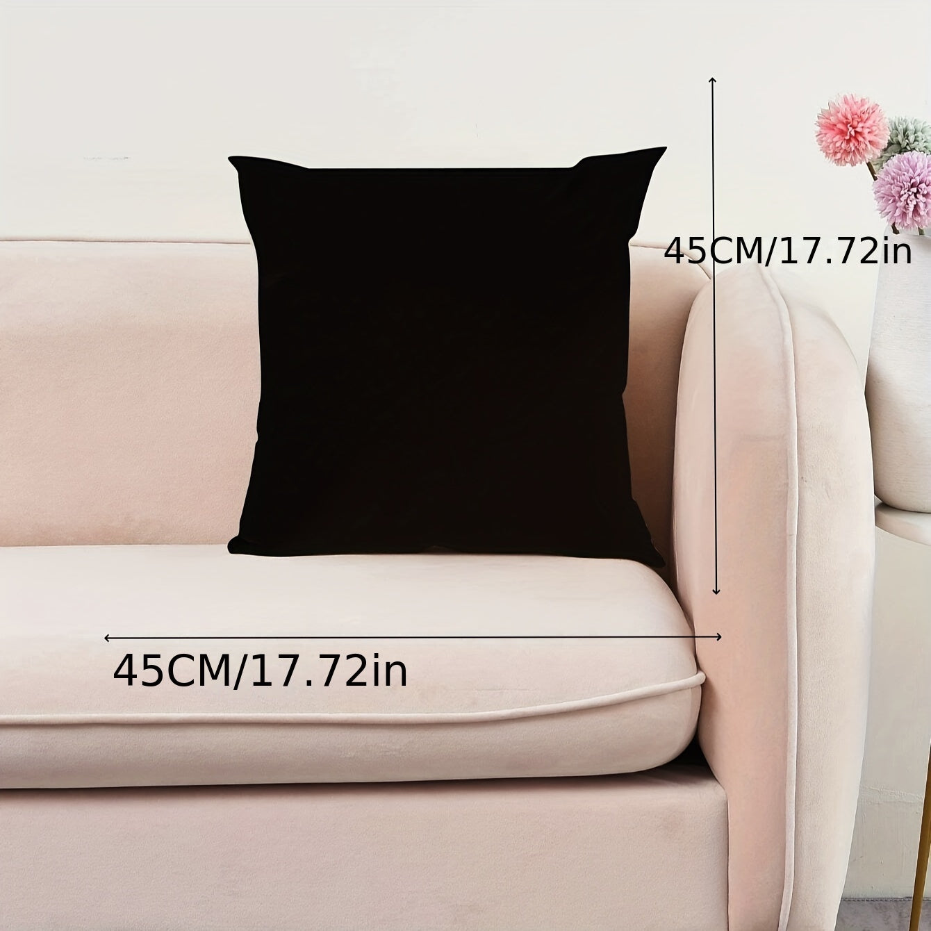 Black Pillow Cover for Home Decor, Bedroom, Living Room, 18x18 Inches