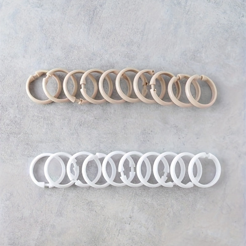 Упаковка из двадцати круглых пластиковых крючков для штор премиум-класса — классический дизайн, идеально подходит для окон и душевых кабин.