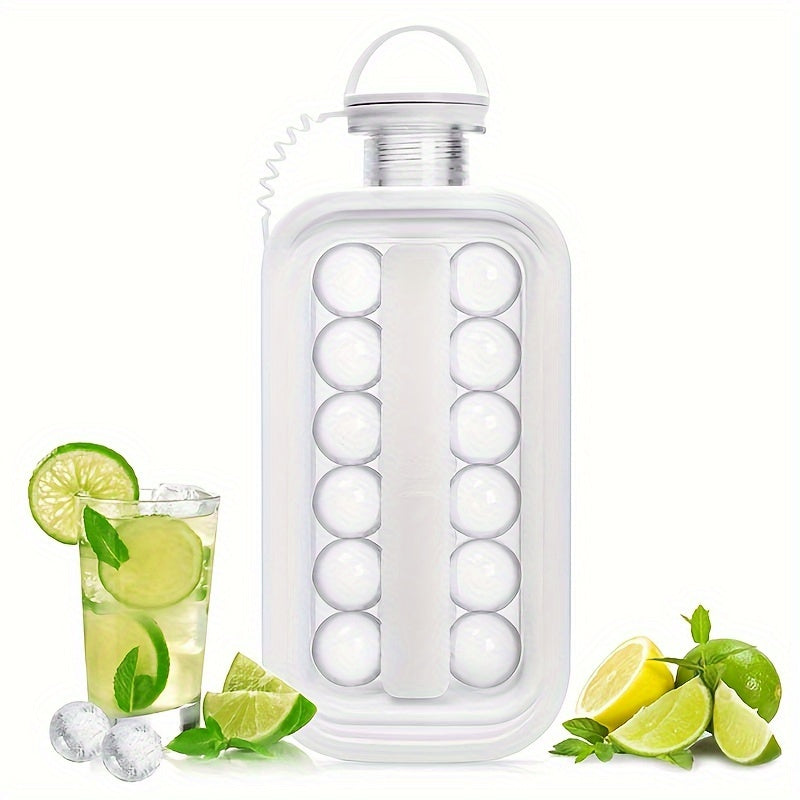 Foldable Ice Maker Water Bottle with Tray and Silicone Molds High Capacity