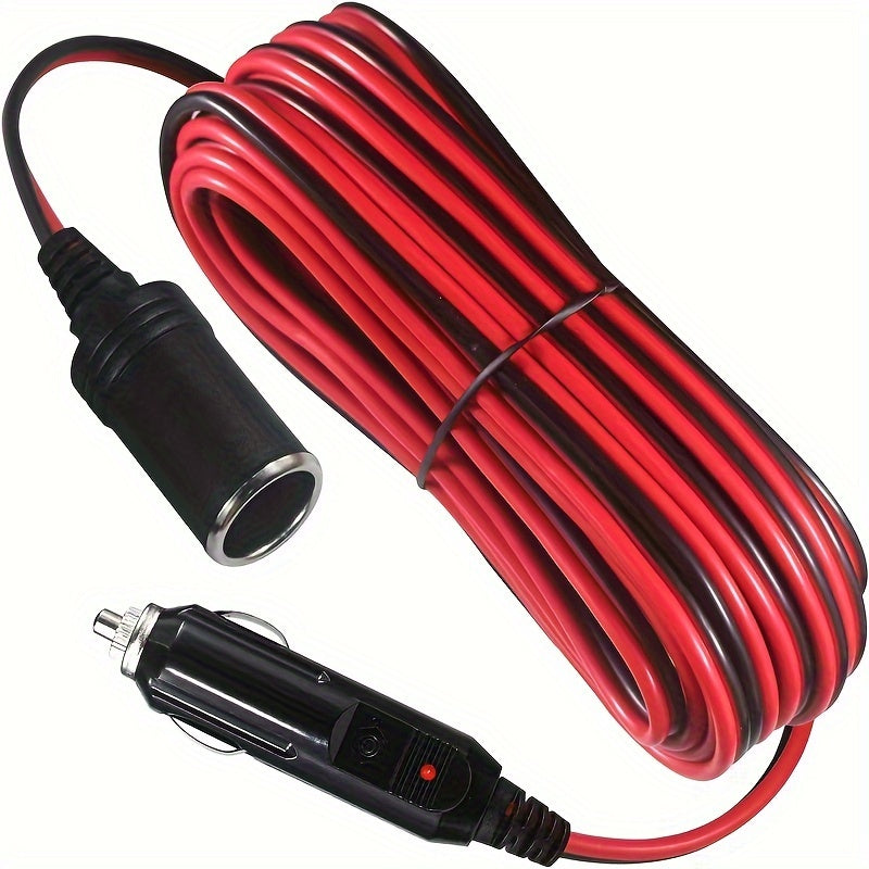 Cable de extensión para coche 3M 12V 24V Cargador de batería con luz LED y fusible
