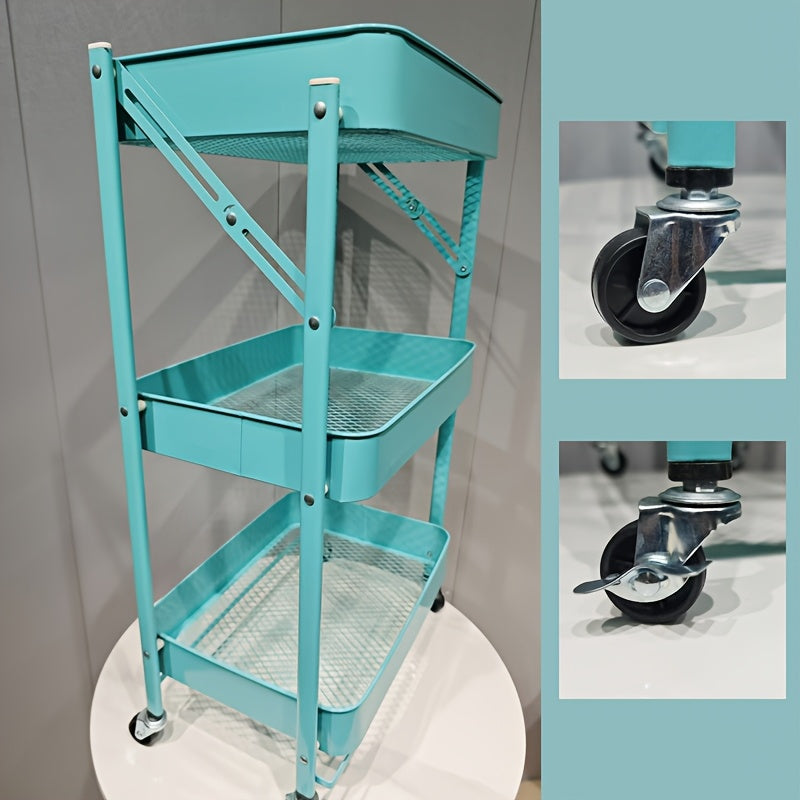 Multi-Layer Plastic Storage Rack Foldable Organizer for Kitchen Bathroom Bedroom