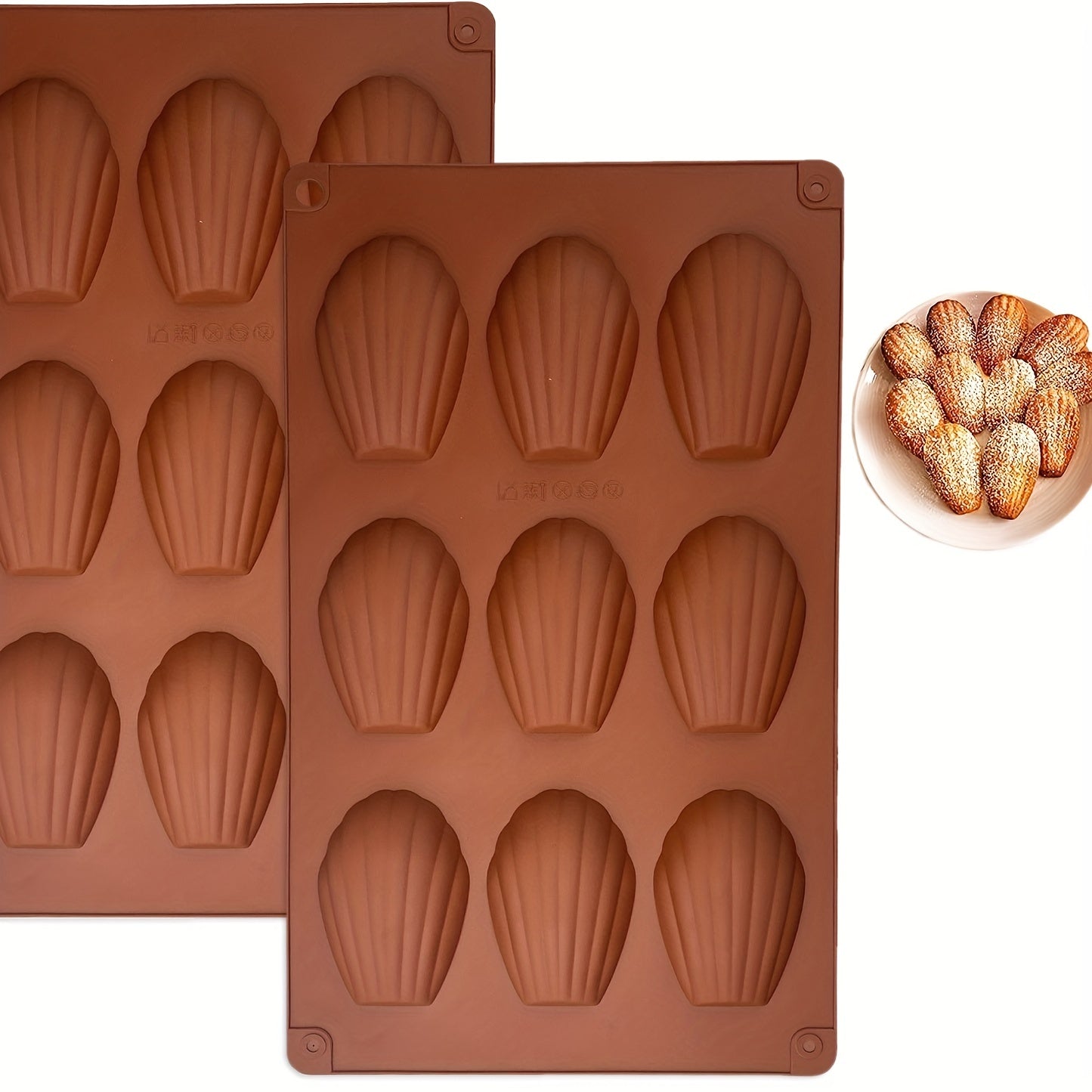 Silicone Madeleine Pan Set of 2 Nonstick Cookie Mold 9 Cavities Baking Supplies